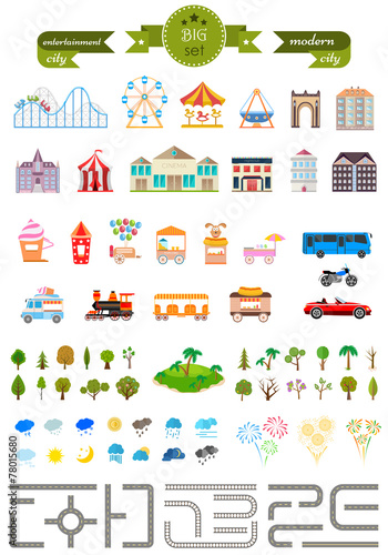 Set of elements for creating your own modern city