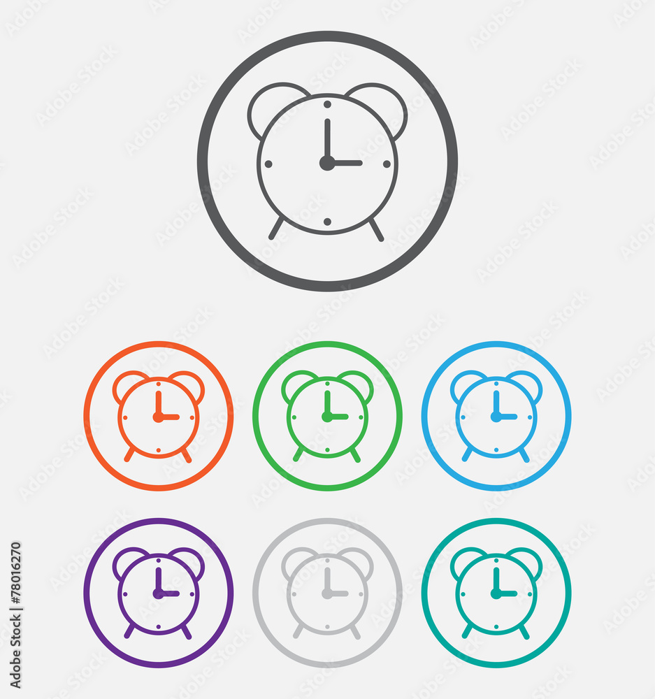 alarm clock vector icon. Round circle buttons with frame alarm clock vector icon. Round circle buttons with frame