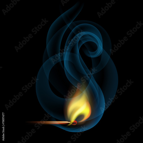 Vector Lighted Match on a Black Background