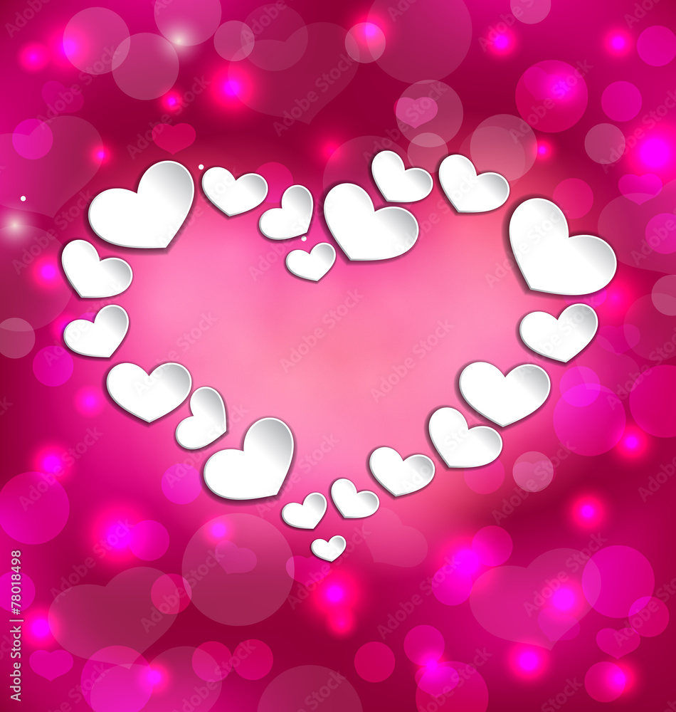 Lighten background with hearts for Valentine Day