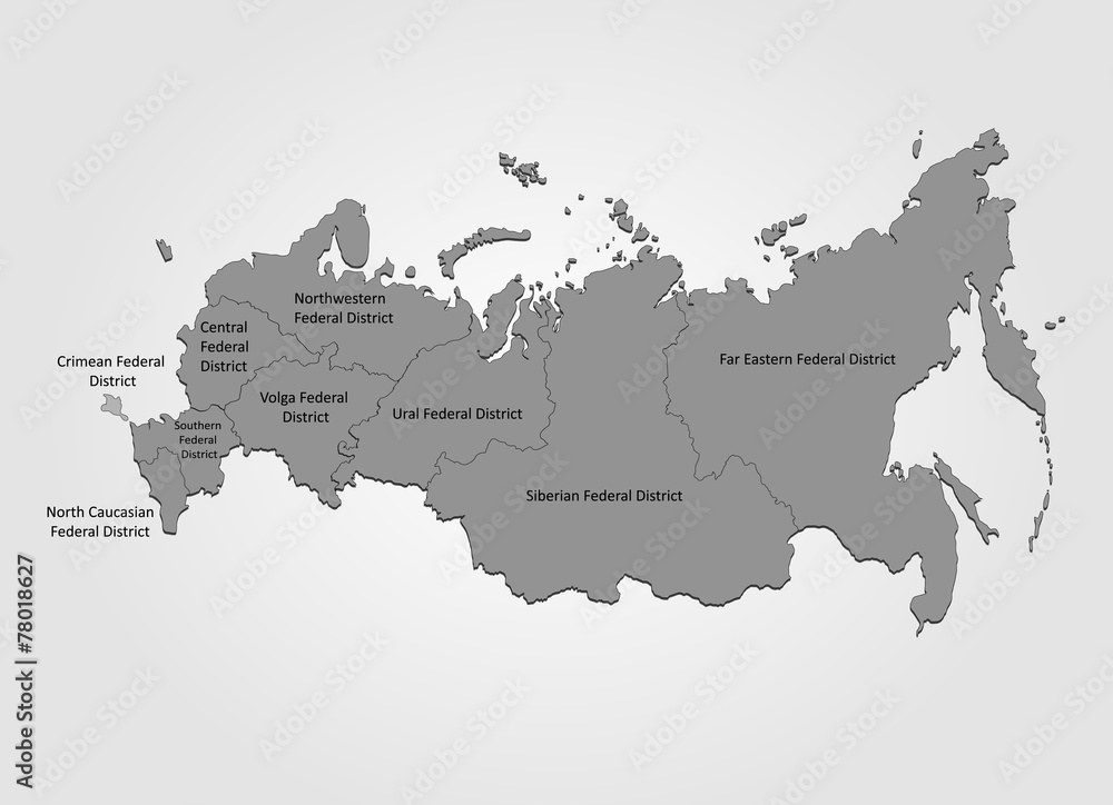 Karte von Russland mit Distrikten