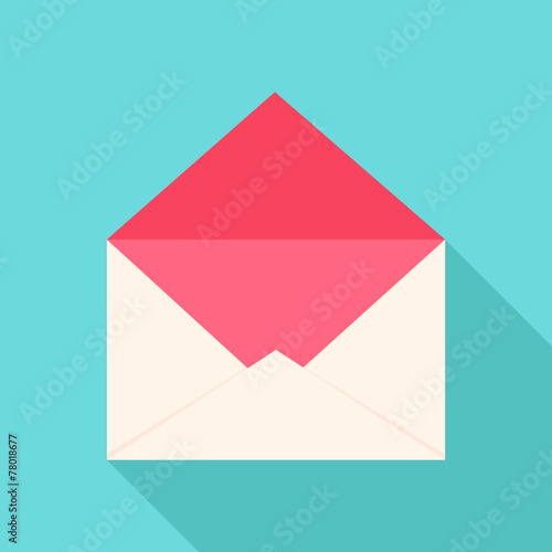 White and pink open envelope