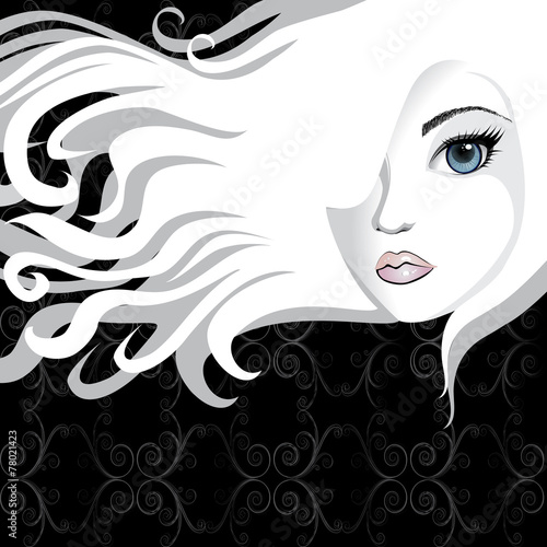 Female face over background