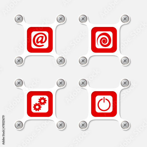 abstract white objects and screws and symbols