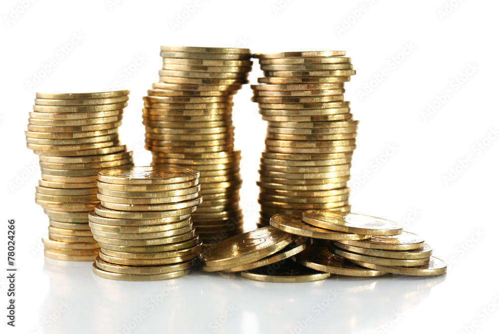 Pile of coins isolated on white Pile of coins isolated on white