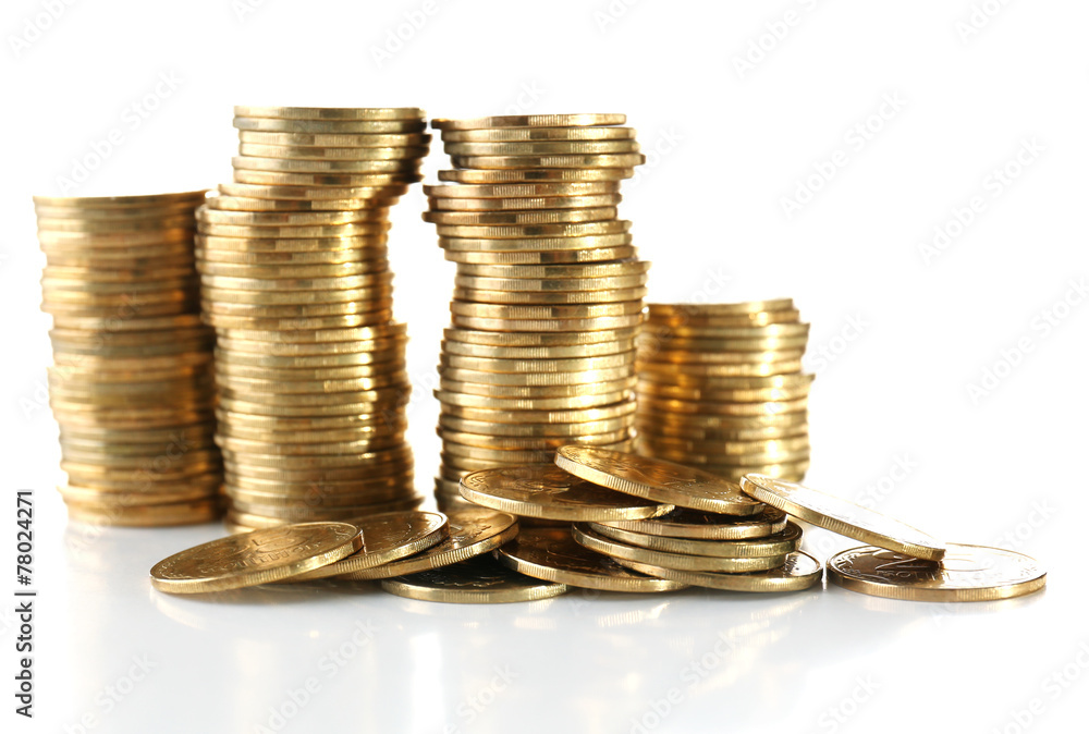 Pile of coins isolated on white Pile of coins isolated on white