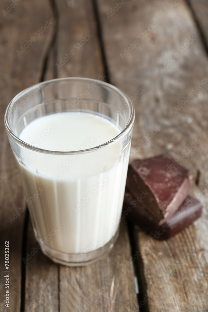 Glass of milk with chocolate chunks Glass of milk with chocolate chunks