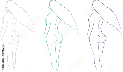 Sketch drawing of sexy nude girl