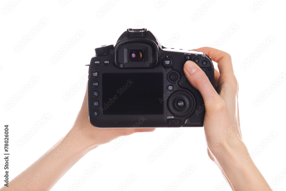 Camera in hands isolated on white Camera in hands isolated on white