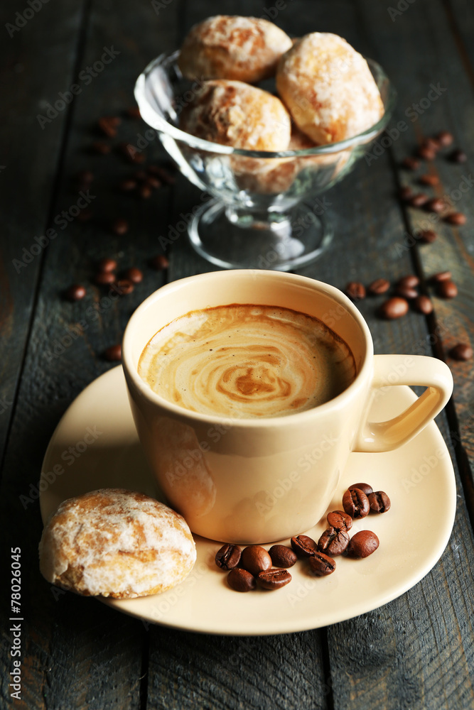 Cup of coffee and tasty cookies Cup of coffee and tasty cookies