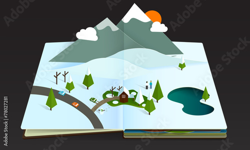 Winter Mountain Forest Popup Book paper