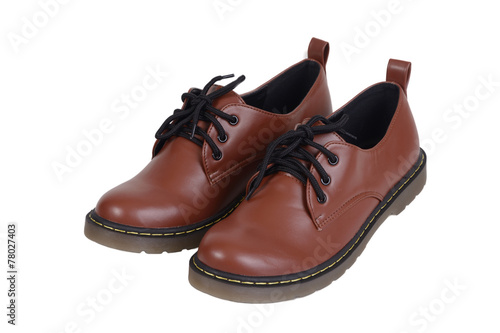 Pair of brown shoes.