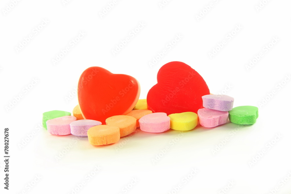 heart shape candy for love showing in white background heart shape candy for love showing in white background