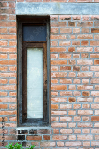 Retro Window with Red brick wall