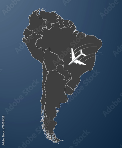 South America Airline, map