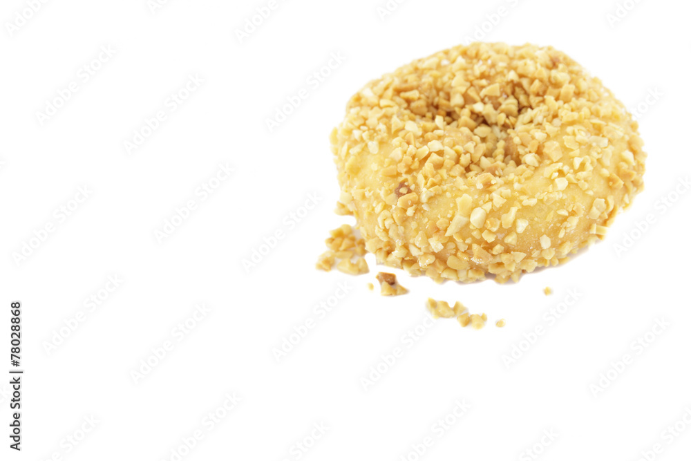 Doughnut nut dessert isolated on white background. Doughnut nut dessert isolated on white background.