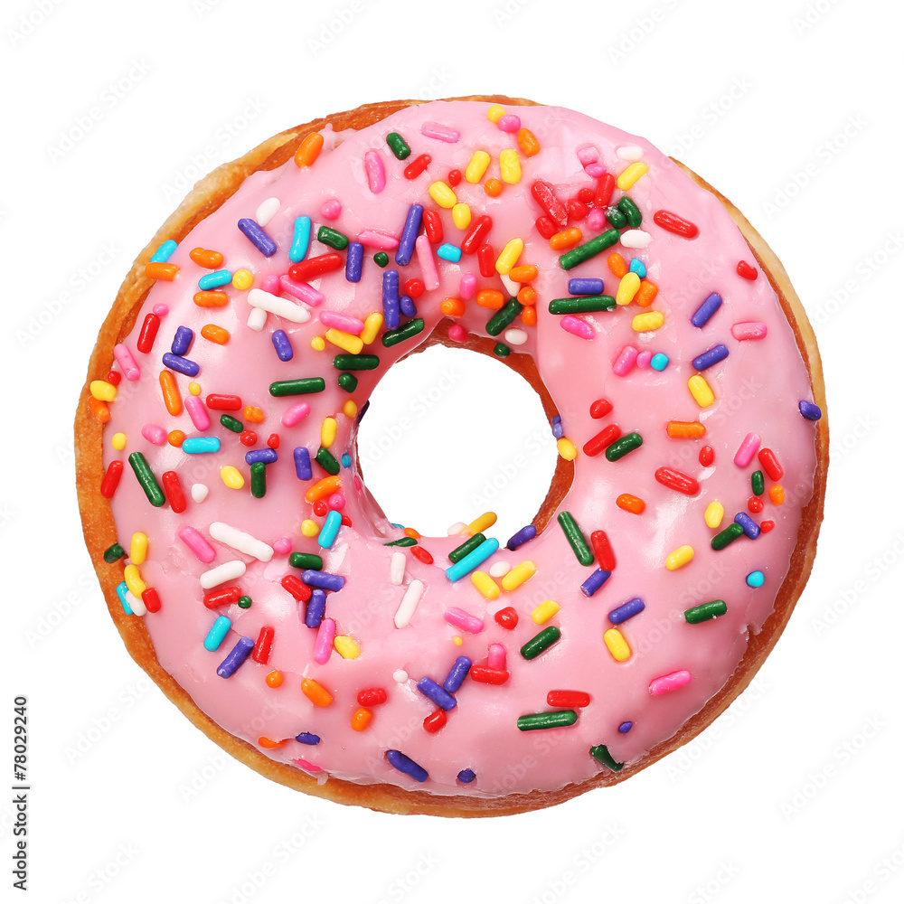 Donut with sprinkles isolated - obrazy, fototapety, plakaty 