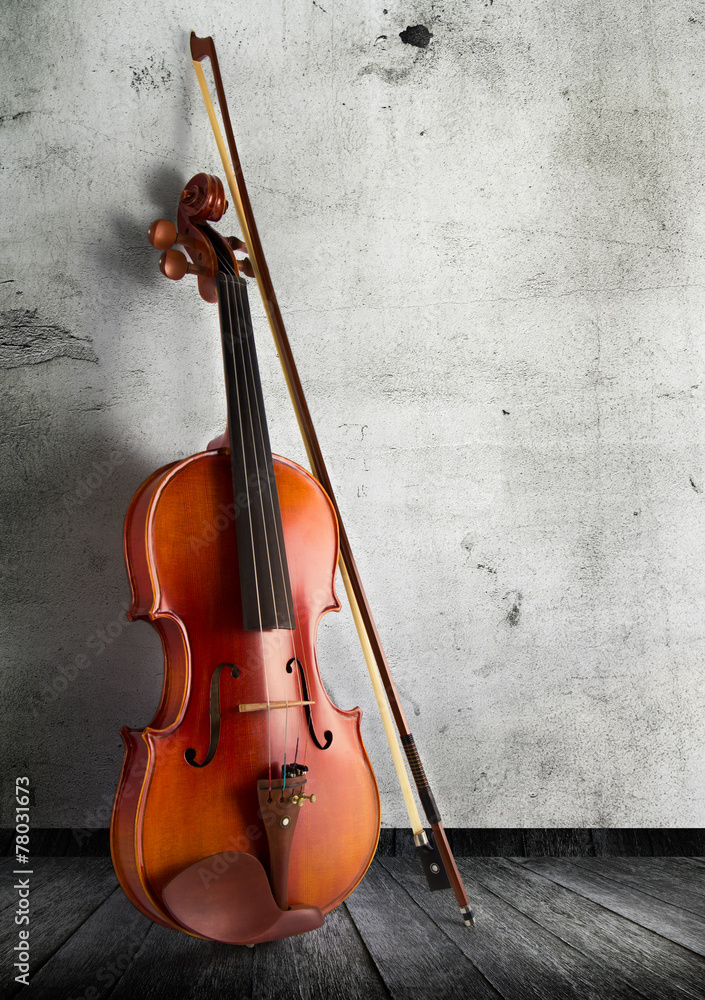 classical violin in vintage background