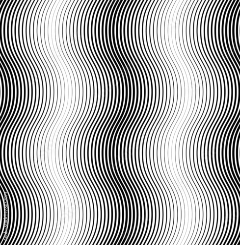 Black and white seamless pattern wave line style.