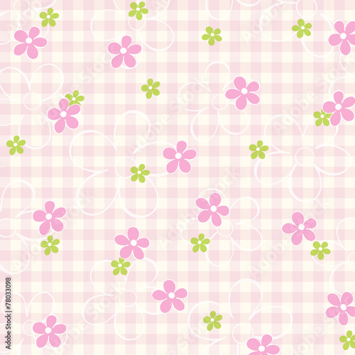 karierter Hintergrund mit Blumen Ostern Karte