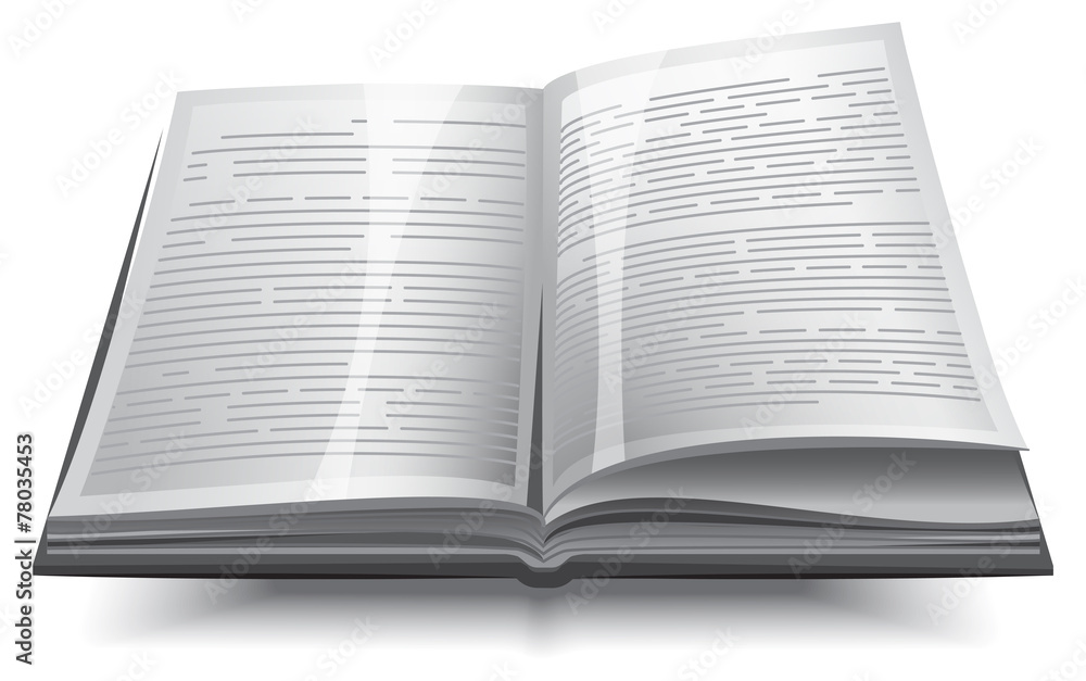 Fototapeta premium Gray opened book with text