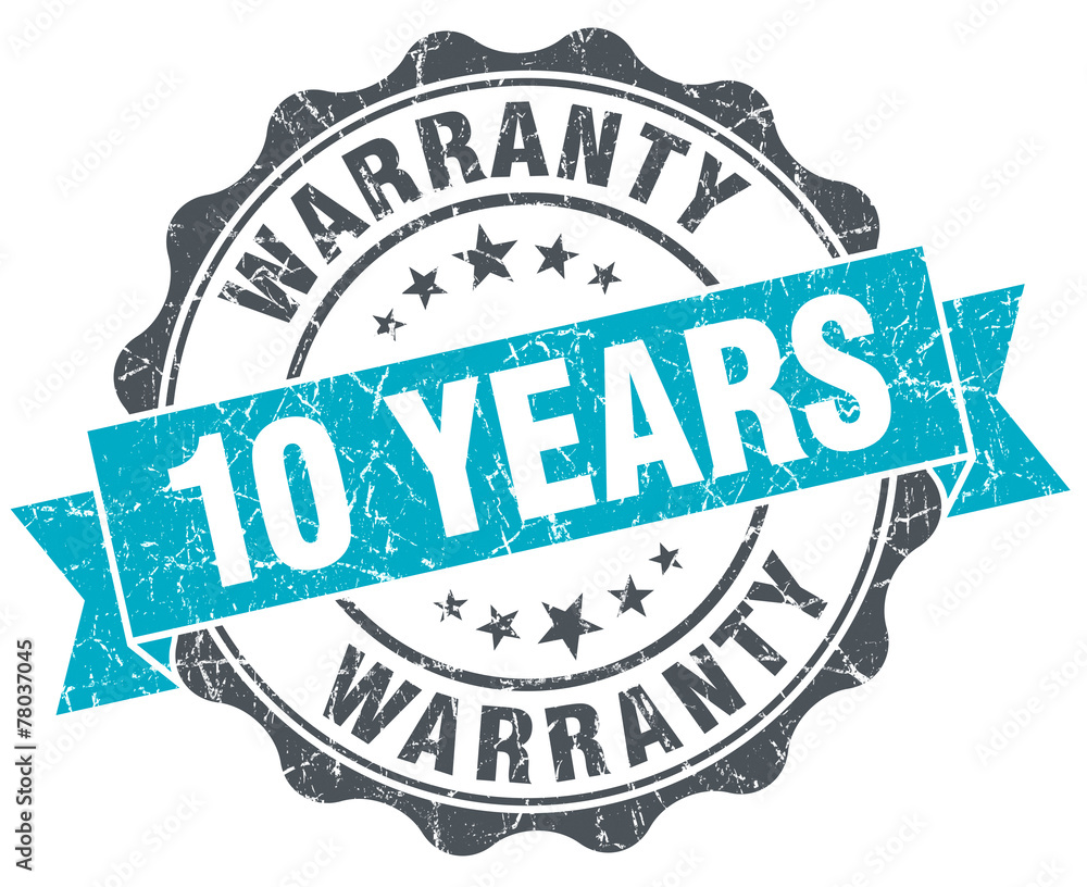 Obraz premium 10 years warranty vintage turquoise seal isolated on white