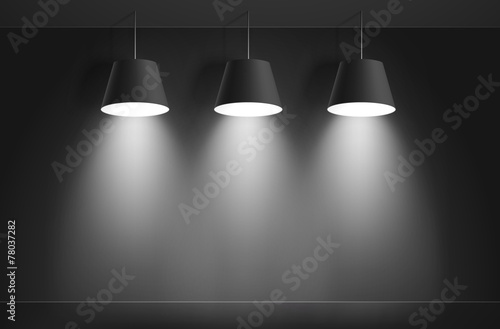 Black ceiling lamps. Vector