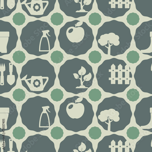 seamless background with icons of Horticulture