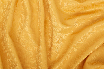 Gold damask floral tapestry wavy background