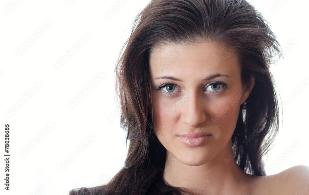 Caucasian brunette woman isolated on white Caucasian brunette woman isolated on white