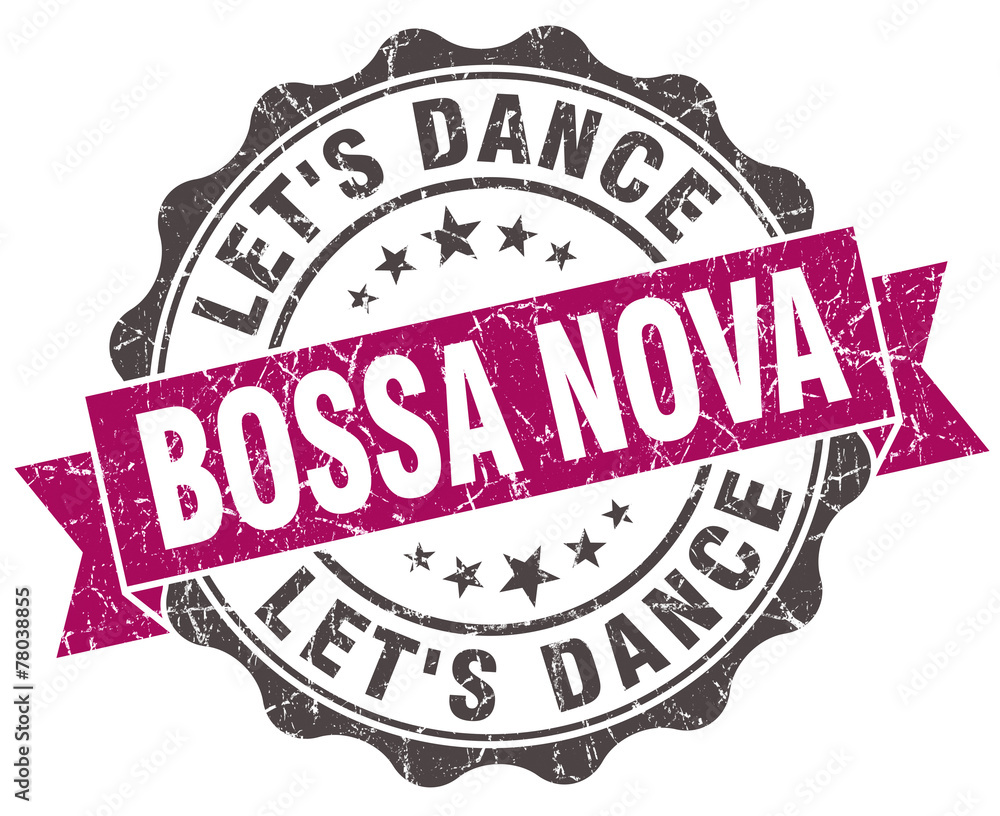 Fototapeta premium bossa nova grunge violet seal isolated on white