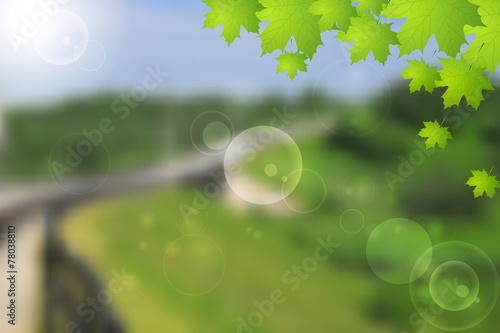 Bright green summer landscape vector design