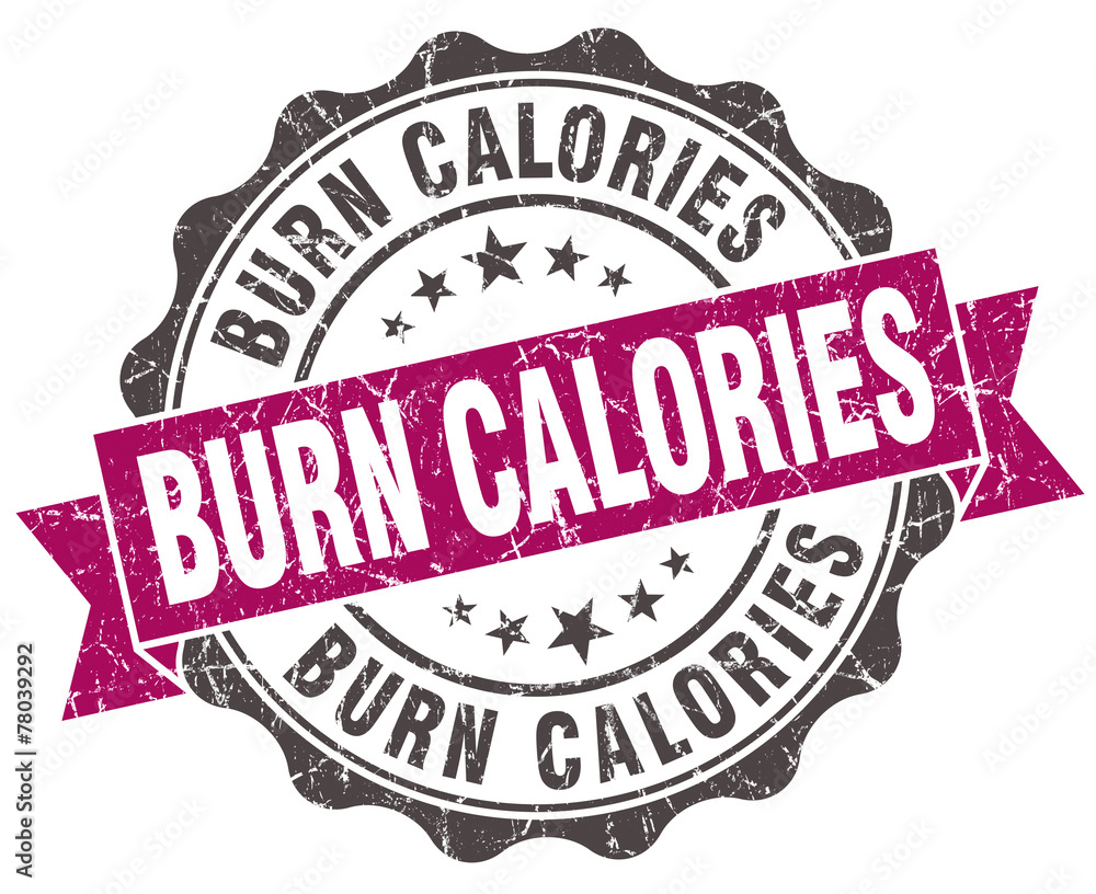 burn calories grunge violet seal isolated on white burn calories grunge violet seal isolated on white