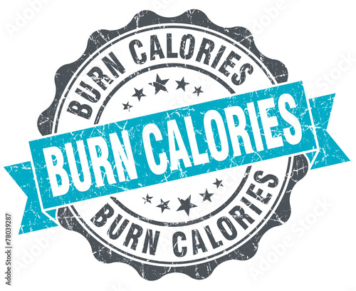 burn calories vintage turquoise seal isolated on white