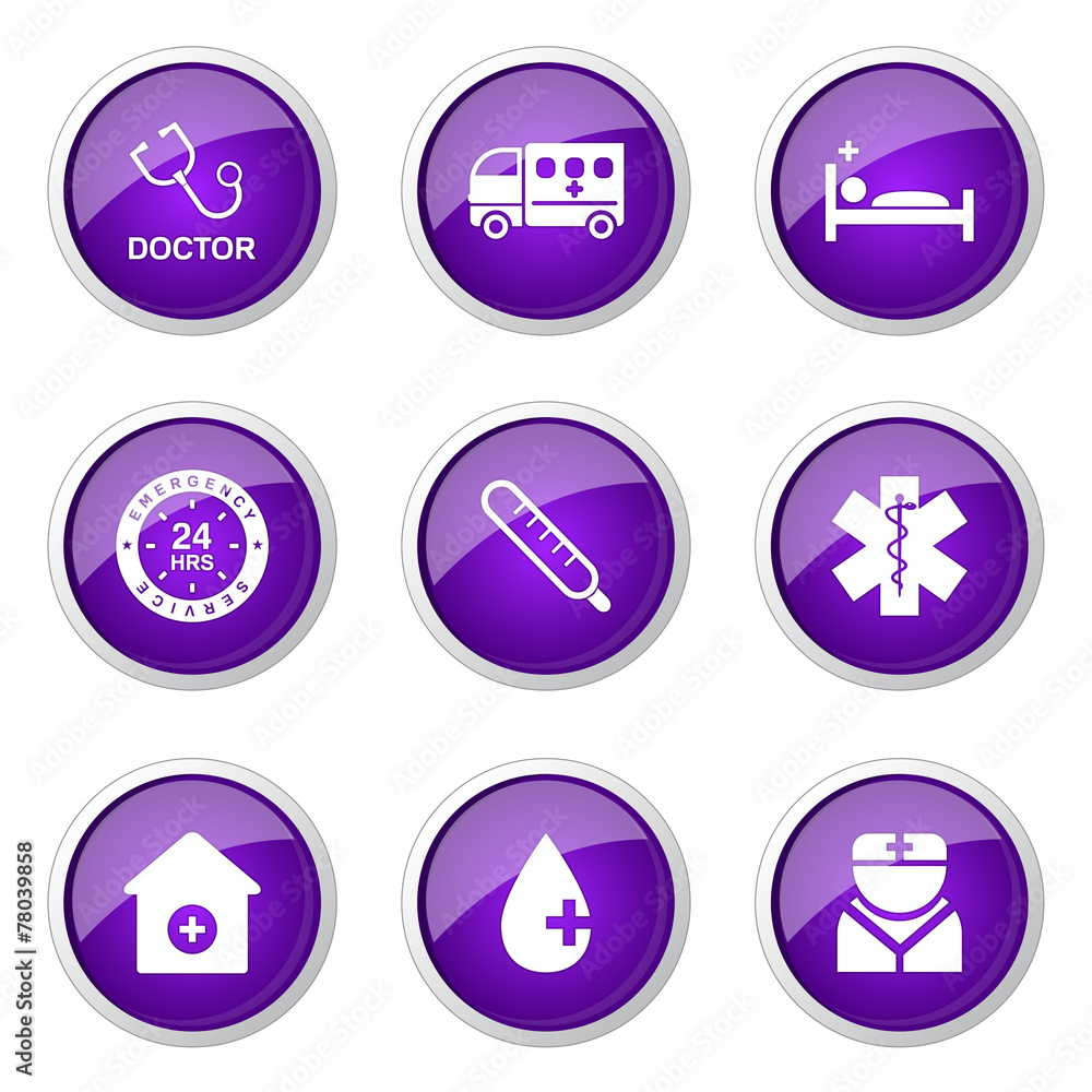 Hospital Health Violet Vector Button Icon Design Set 2 Hospital Health Violet Vector Button Icon Design Set 2