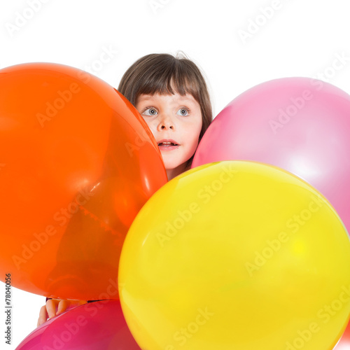 Portrait of preschooler girl with air baloons © azazello