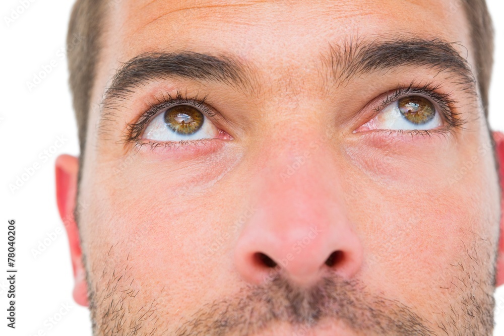 Close man looking up Close man looking up