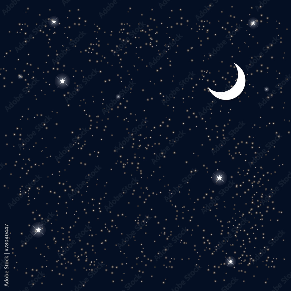 Space. Starry Sky with the Moon. Vector Illustration. Space. Starry Sky with the Moon. Vector Illustration.