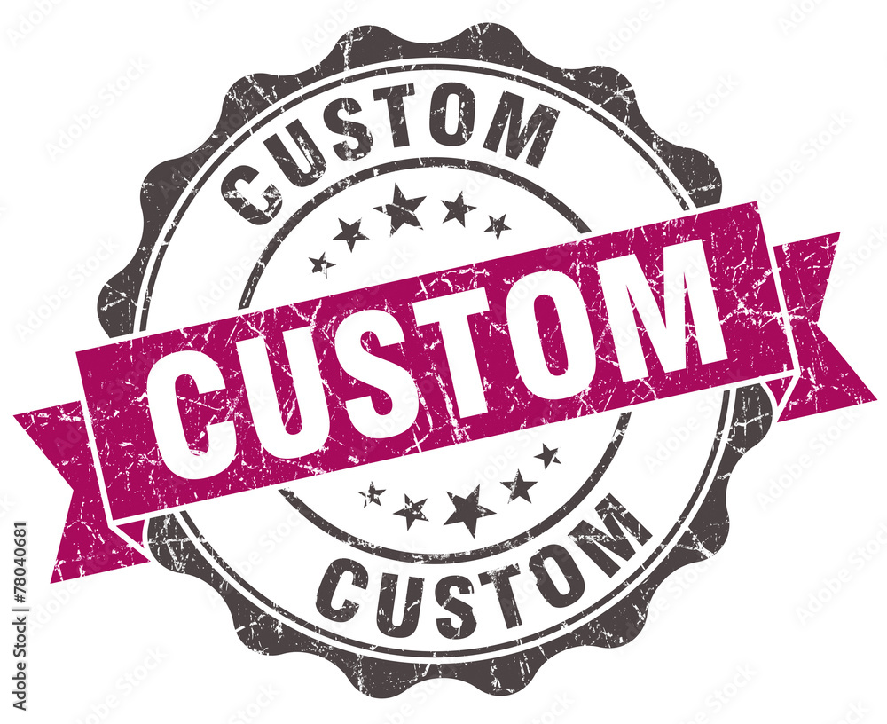 Fototapeta premium custom grunge violet seal isolated on white