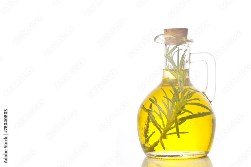 Rosemary infused olive oil isolated Rosemary infused olive oil isolated