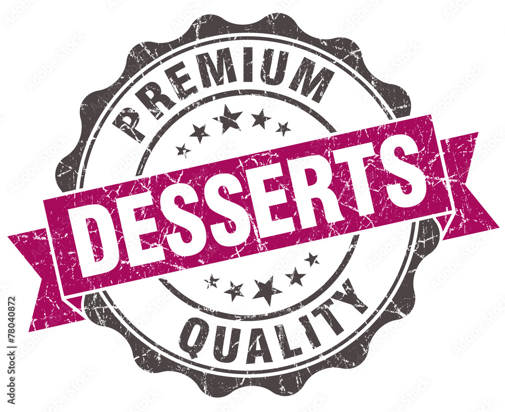 Fototapeta premium desserts grunge violet seal isolated on white