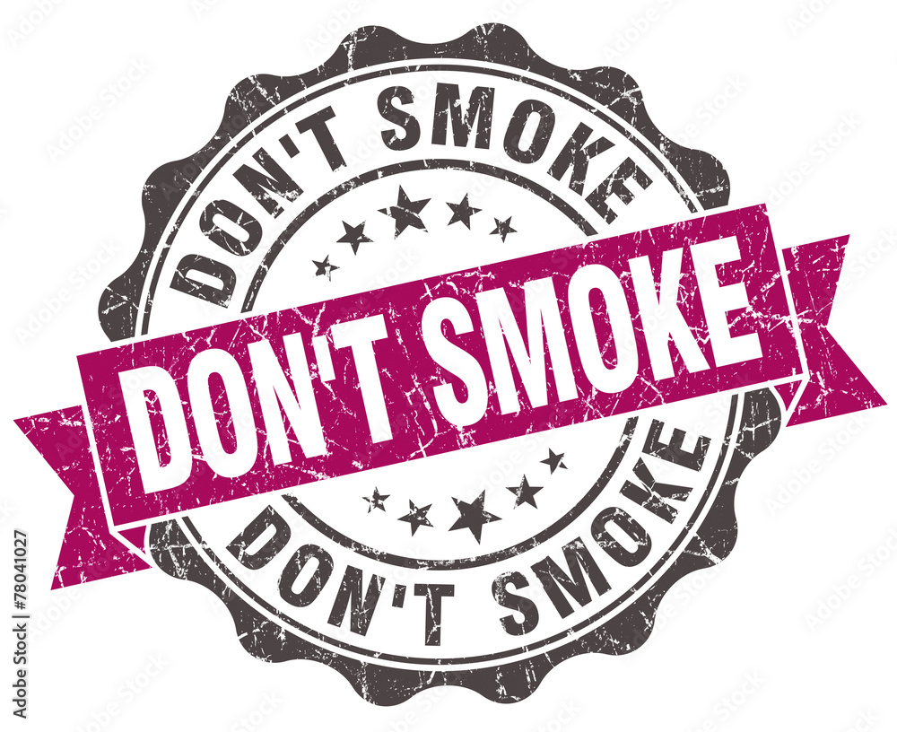 Obraz premium don't smoke grunge violet seal isolated on white