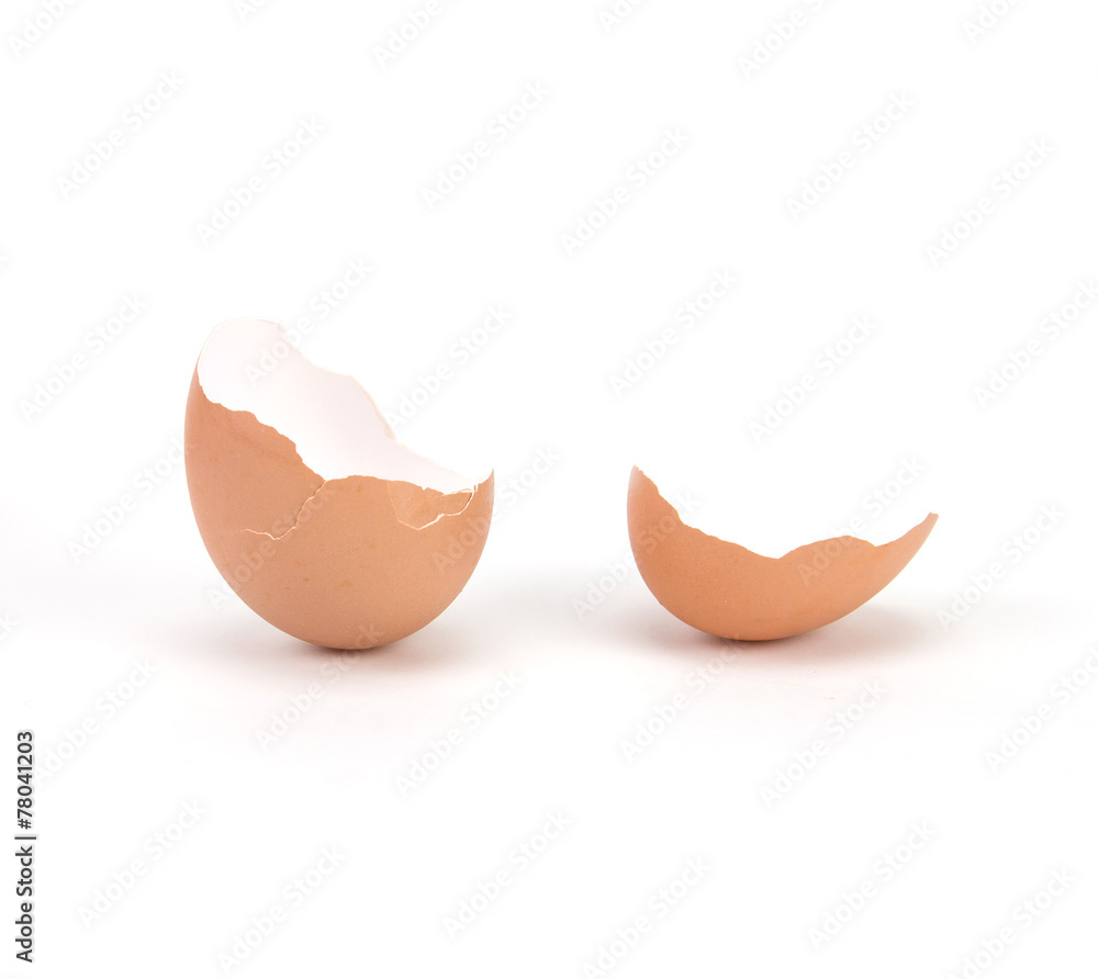 broken and cracked egg shell on white background broken and cracked egg shell on white background