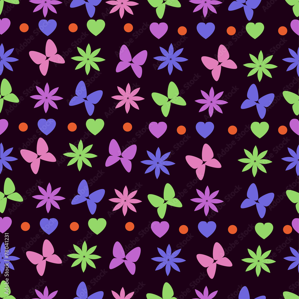 Pattern butterfly, heart, flower Pattern butterfly, heart, flower