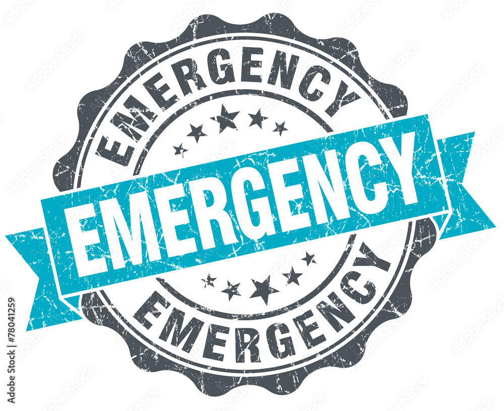 Obraz premium emergency vintage turquoise seal isolated on white