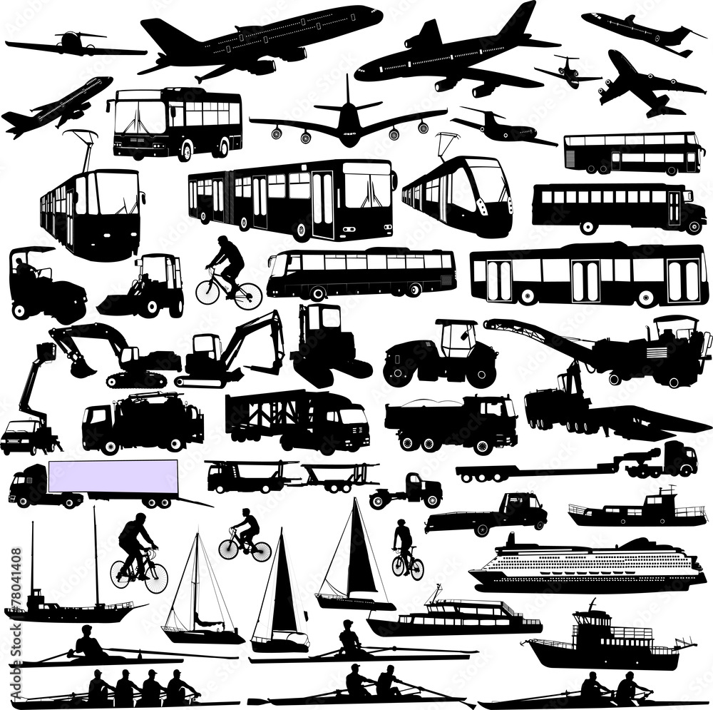 Obraz premium transportation silhouettes collection 3 - vector