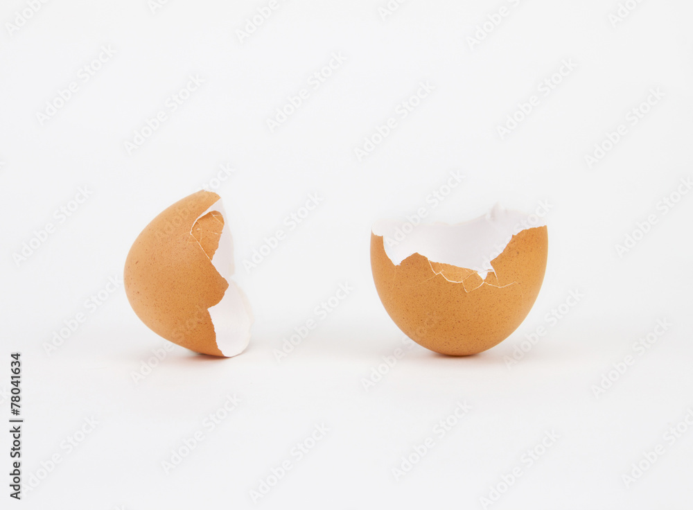 broken and cracked egg shell on white background broken and cracked egg shell on white background