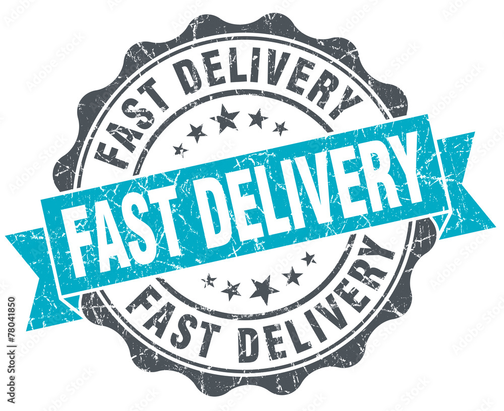 Fototapeta premium fast delivery vintage turquoise seal isolated on white