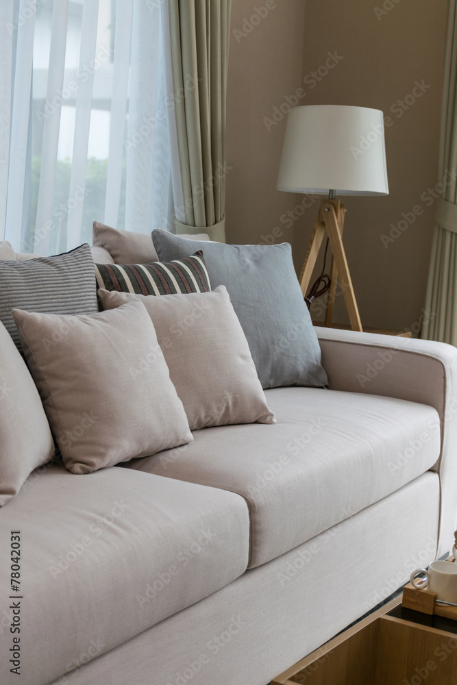 modern living room design with sofa and wooden lamp modern living room design with sofa and wooden lamp