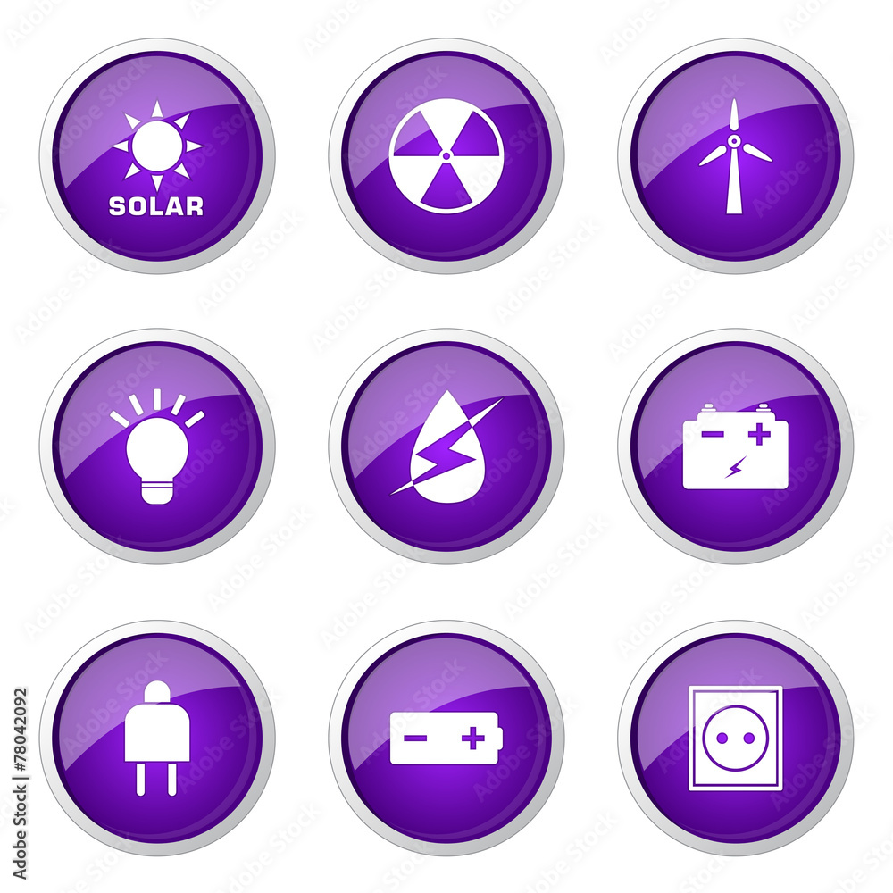 Energy Sign And Symbol Violet Vector Button Icon